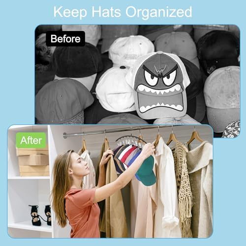Hat Hanger for Closet,2 Pack Hat Organizer Holder for Hanger Closet Display - Image 3