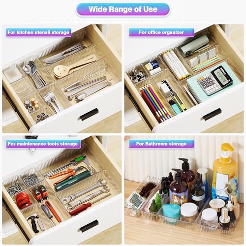 15 PCS Clear Plastic Drawer Organizer Set, Makeup Organizer Trays - Image 7