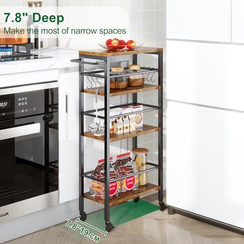 IBUYKE Slim Rolling Storage Cart, Kitchen Cart Utility Shelving UTMJ065H - Image 2