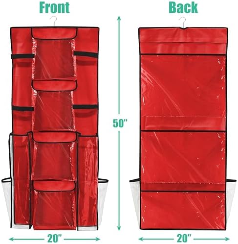 Simple Houseware Double-Sided Hanging Gift Wrap Organizer, Red (Set of 1) - Image 2