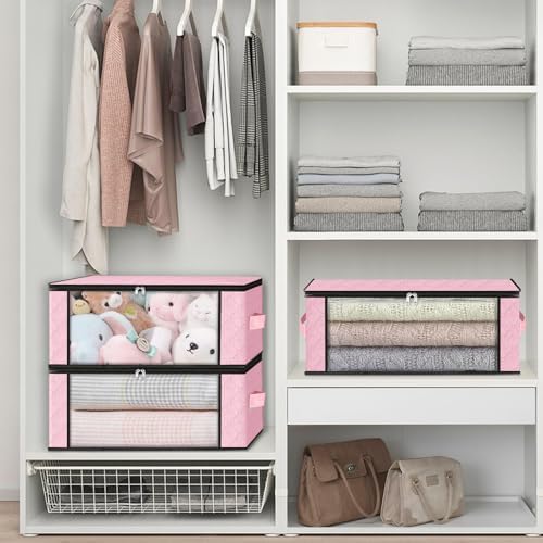 HomeHacks 6-Pack Clothes Organizer Storage Bags, 35L Storage Bins, Pink - Image 6