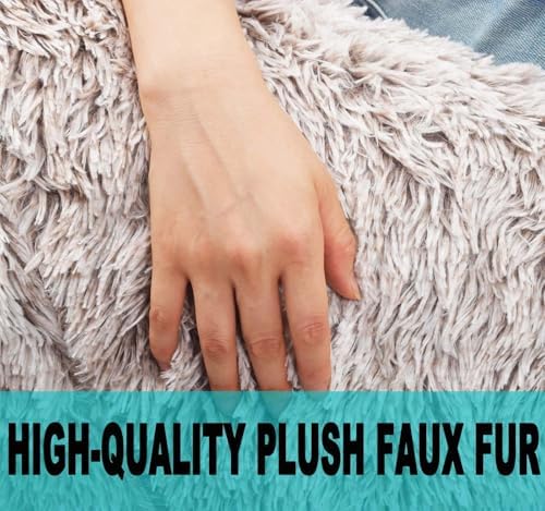 Fluffy Stuffed Animal Storage Bean Bag Chair Cover (No Filler), Faux Fur Comfy Bean Bag Cover for Organizing Plush Toys or Textile, for Adults Teens Kids Girls, Heather Camel - Image 6