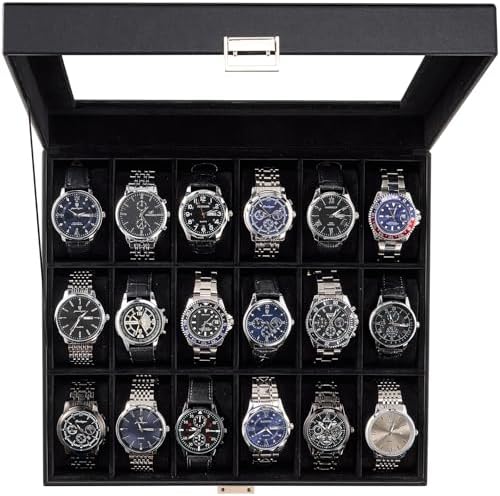 ProCase Watch Box Organizer, 18 Slot Watch Display Case, Allblack by ProCase