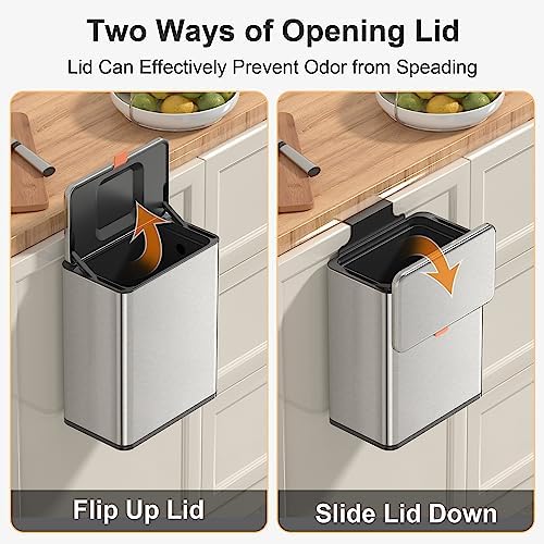 Mbillion 2.1 Gal Silver Hanging Stainless Steel Compost Bin - Image 3