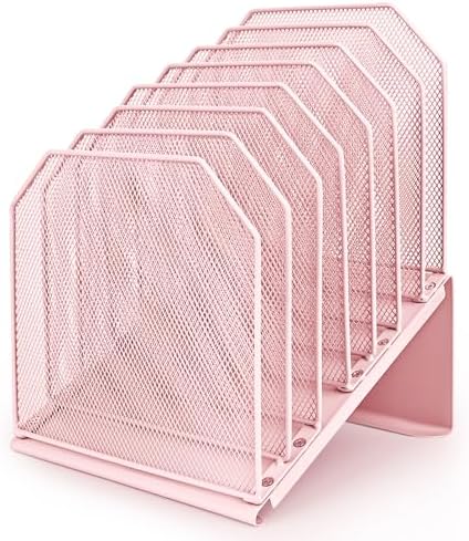SUMMORO Inclined File Organizer for Desk, 7-Section Vertical File Holder by SUMMORO