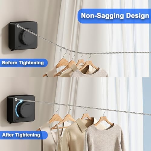 Retractable Clothesline Indoor Outdoor 16.2Ft Non-Sag(1, Black) - Image 3