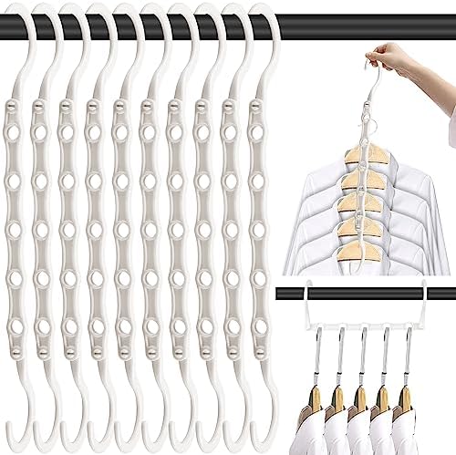 10 Pack Space Saving Hangers, Closet Organizer & Storage for Clothes, Ivory by Unknown