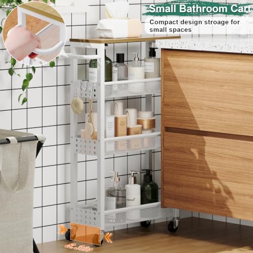 4 Tier Slim Rolling Cart with Wheels for Between Washer and Dryer Storage - Image 6