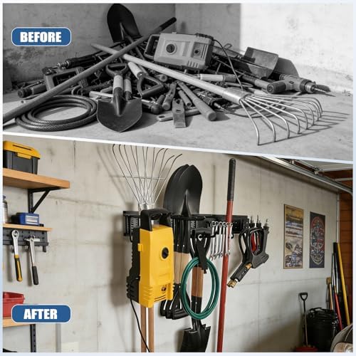 49.5'' Garage Tool Organizer Wall Mount Load 520Lbs with Heavy Duty 14Hooks - Image 6