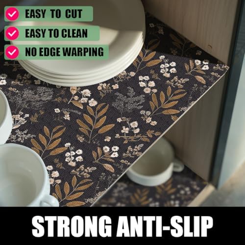 Black Leaf Shelf Drawer Liners, Non Adhesive and Strong Non-Slip - Image 2