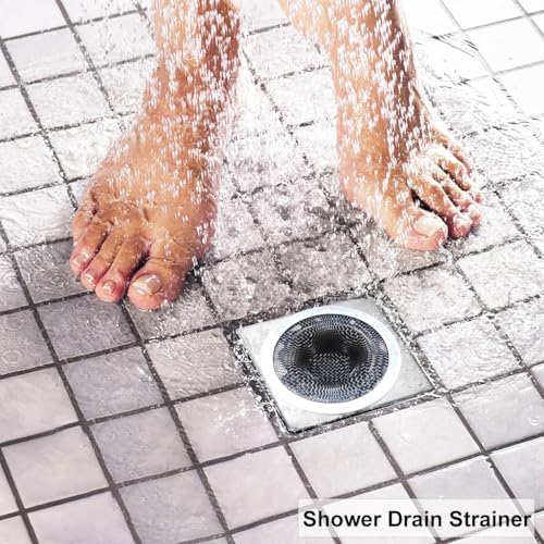 Seatery 2PCS Tub Drain Hair Catcher - 2.75 inch Shower Drain Mesh Strainer, Stainless Steel Shower Bathtub Drain Cover, Bathroom Sink Strainer Filter Basket for Bathroom Sink, Wash Basin Floor Drain - Image 5