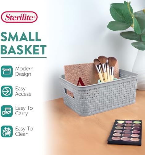 Sterilite Small Stacking Baskets w/ Handles for Bathroom & Pantry, 16-Pack - Image 3