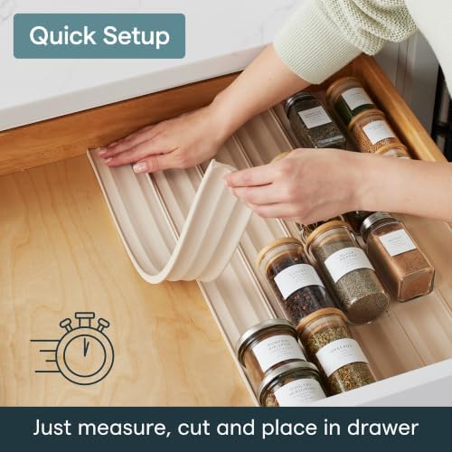 YouCopia SpiceLiner Adjustable Spice Drawer Liner, 10ft Roll, Sandstone, Seasoning and Spices Bottle Organizer Insert - Image 5