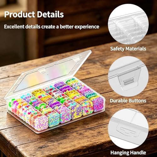 Bead Organizer Box, 61pcs Clear Plastic Storage Containers Set, Large Capacity Small Bead Organizers and Storage Cases with Labels, for Jewelry, Crafts, Diamonds Storage - Image 4