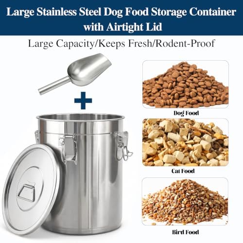 25Lbs 304 Stainless Steel Dog Food Storage Containers with Scoop - Image 5