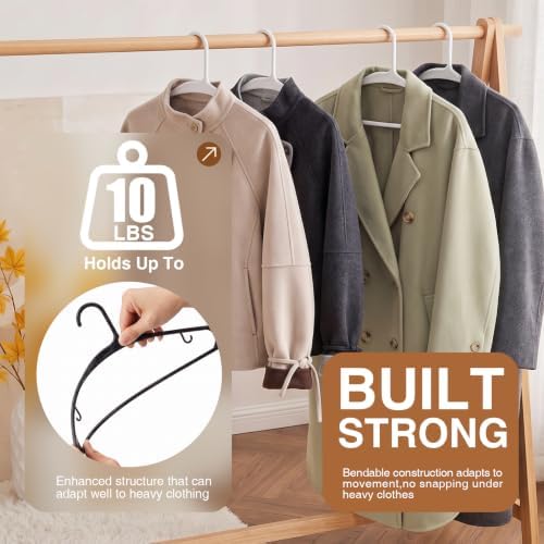 White Plastic Hangers 100 Pack Slim Clothes Hangers with Strap Hook - Image 5