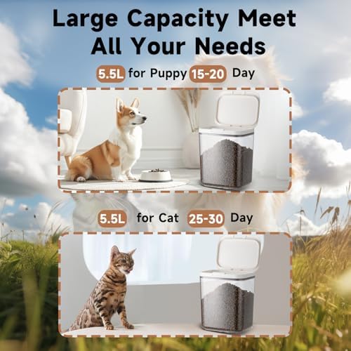 LivLab Mker Dog Food Storage Container 5 lbs Airtight Pet Food Storage Containers with Lids, Cat Food Container, BPA Free, Rice Container, Flour Dispenser(6 lbs), white - Image 3