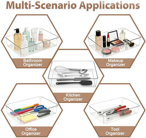 7Pack 6"*9" Clear Drawer Organizers for Makeup, Vanity, Office - Image 4