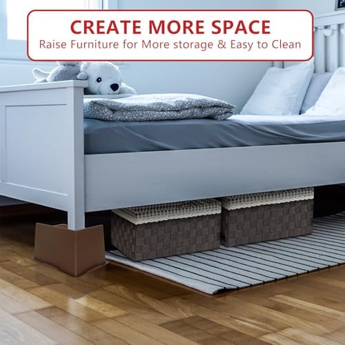 8 Pack Dark Brown Bed Risers 4 inch Heavy Duty, Furniture Risers - Image 6