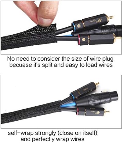 Alex Tech 10ft - 3/8 inch Cord Protector Wire Loom Tubing Cable Sleeve Split Sleeving for USB Cable Power Cord Audio Video Cable – Protect Cat from Chewing Cords - Black - Image 2