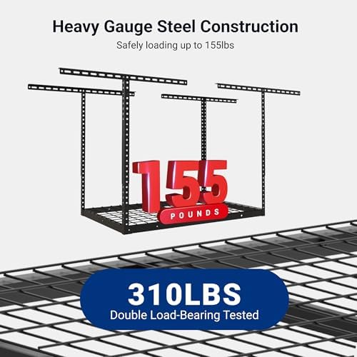FLEXIMOUNTS 2x3ft Overhead Garage Storage Rack, Black - Image 4