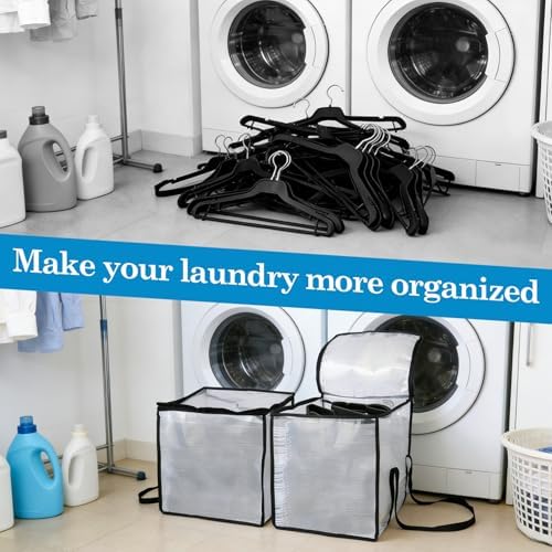 Klmnop 2 Pack Clothes Hanger Organizer Bag with Lid, Large Hanger Storage Bags with Handles and 2-Compartment for Closet Laundry Room Space Saving (14.6x14.6x16.9 in) - Image 4