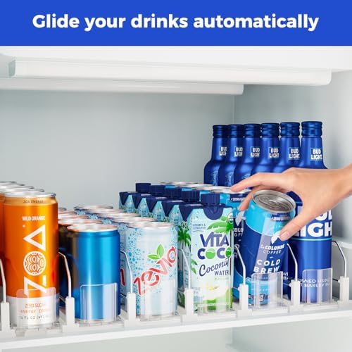 Puricon Drink Organizer for Fridge, Soda Can Organizer -6 Rows, White - Image 2