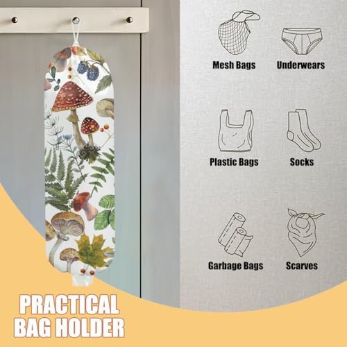 2 Pcs Mushroom Plastic Bag Holder, Wall Mount Grocery Bag Holder - Image 3