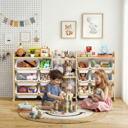 Toy Storage Organizer with Stuffed Animal Storage, 12 Toy Bins - Image 2