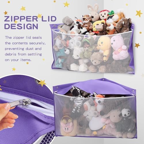 Large Corner Stuffed Animal Storage, Purple Wall Hammock Toy Net, Gift - Image 2