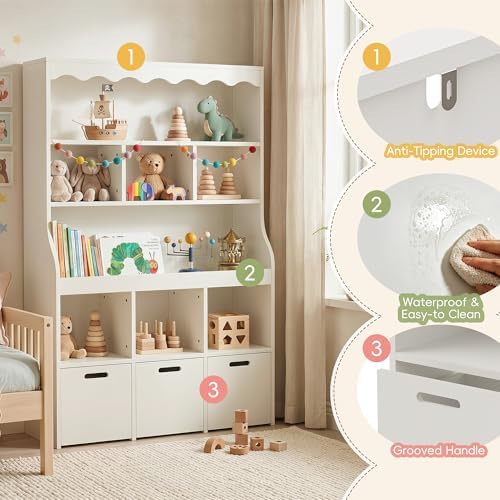 38" W Toy Storage Organizer w/Movable Bins, 5 Tier Kids Book Shelf - Image 7