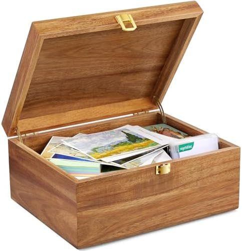 DRASTAR Wooden Keepsake Box, Large Acacia Storage Memory Box with a Hinged Lid for Crafts and Photo Storage by EnhanceYourDailyLife