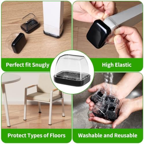 24PCS Rectangle Chair Leg Sliders for Carpet & Hardwood Floors, Clear - Image 6