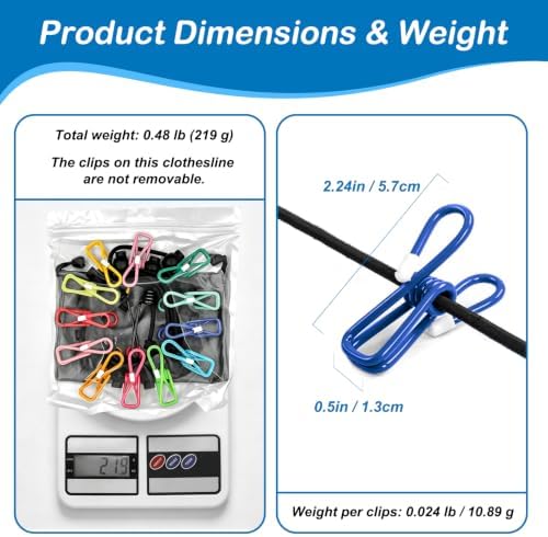 Retractable Portable Travel Clothesline Camping Clothing Line with 12 Clips - Image 6
