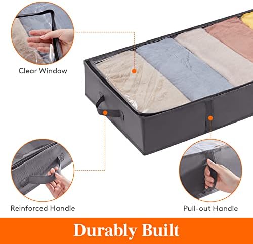 Lifewit 65L 4 Pack Under Bed Storage Container, Blanket Organizer, Gray - Image 5