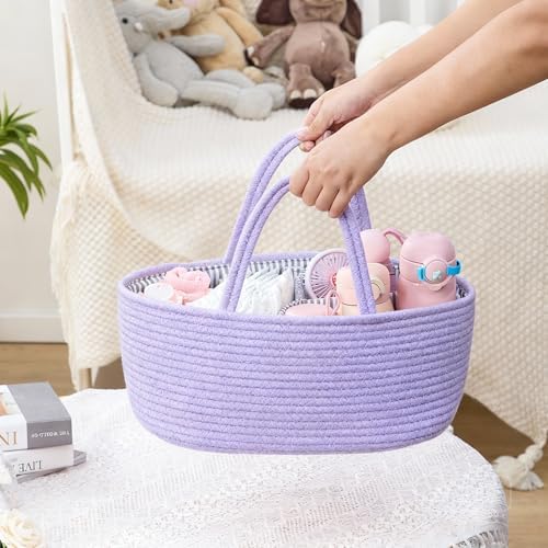 DUHEL Diaper Caddy Organizer with Handle(Purple) - Image 5