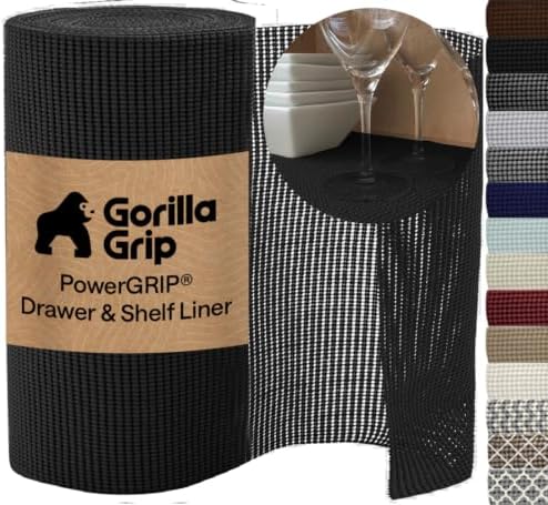 GORILLA GRIP powerGRIP Drawer Shelf and Cabinet Liner, 20"x30', Black by GorillaGrip