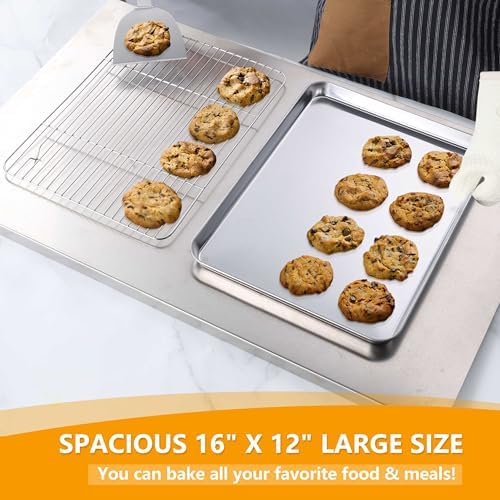 Homikit 16x12 Inches Stainless Steel Baking Sheet with Wire Cooling Rack - Image 5