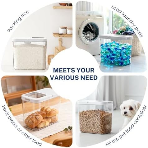 LEAWALK 12 Lbs Airtight Dog Cat Pet Food Storage Container PopTop White/B - Image 3