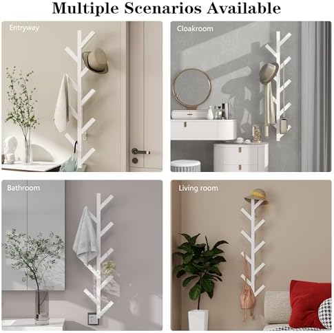 Vlush Wall-Mounted Metal Coat Rack with 9 Hooks White coat hooks - Image 5