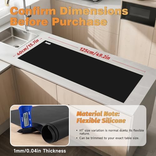 49.2" x 15.7" Large Silicone Mat for Kitchen Counter Protector, Cuttable - Image 2