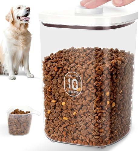 LEAWALK 10 Lbs Airtight Dog Cat Pet Food Storage Container PopTop White by LEAWALK