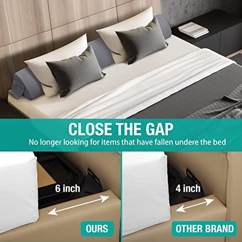 Vekkia Twin Bed Wedge Pillow for Headboard, Bed Gap Filler (0-6") Gray - Image 3
