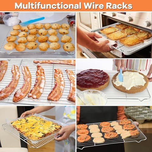 P&P CHEF Cooling Baking Rack Stainless Steel, 16.6" x 11.5", 2 Pcs, Silver - Image 7