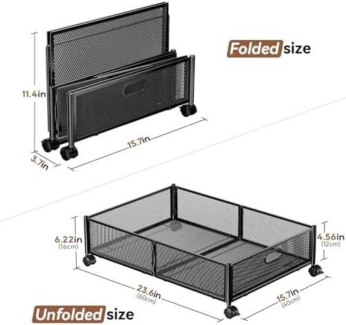 PHINOX Under Bed Storage with Wheels & Handle,Sturdy Metal,2 Pack,Black - Image 2
