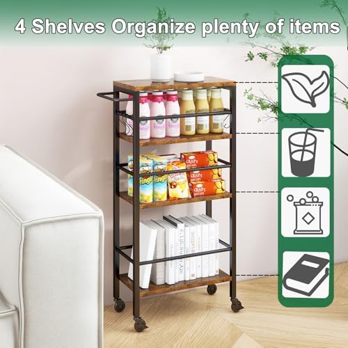IBUYKE Slim Rolling Storage Cart, Kitchen Cart Utility Shelving UTMJ065H - Image 3