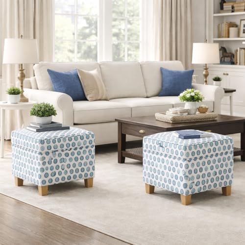 HomePop 18" Classic Square Storage Ottoman - Green Medallion Ikat Print - Image 2