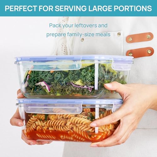 Vtopmart 2Pack 1860ml/63oz Large Glass Storage Containers With Lids, Blue - Image 3