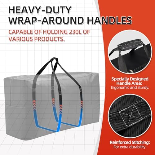 Extra Large travel duffel bag with Strong Handles, 230L Waterproof duffel bag, Durable Zippers, Extra Large Storage Totes for Space Saving and Moving Supplies, Black - Image 3