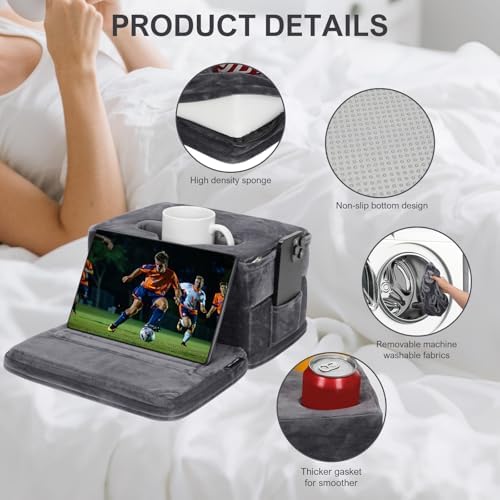 Couch Cup Holder, Large Sofa Organizer Caddy with 6 Holes, Grey - Image 7